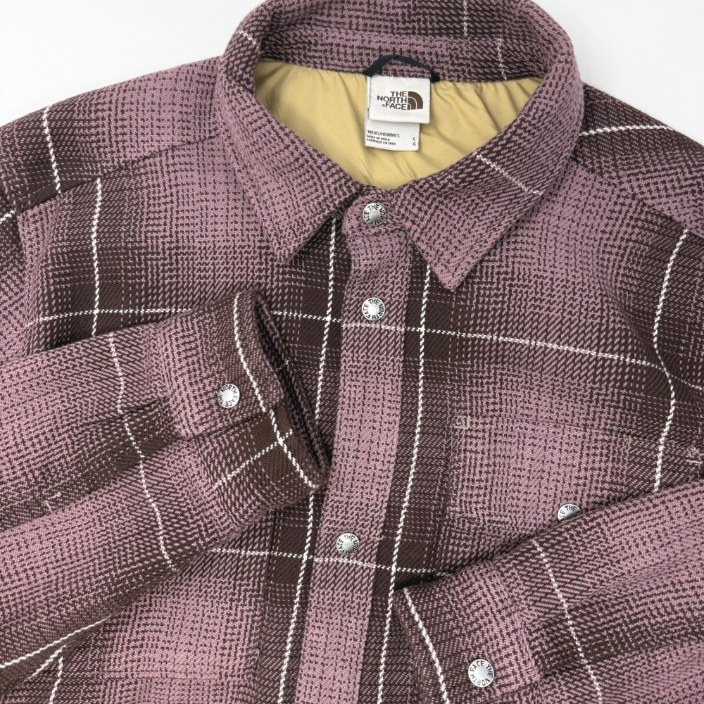 The‎ North Face Mens Large Insulated Plaid Flannel Shirt Jacket Mauve Brown
